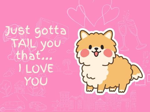 Adorable Valentine's Day Fluffy Dog Illustration with Heartfelt Pun - Download Free Stock Templates Pikwizard.com