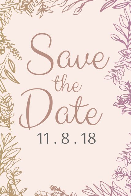 Elegant Floral Save the Date Invitation with Warm Colors - Download Free Stock Templates Pikwizard.com