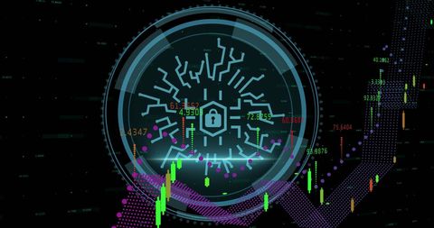 Cybersecurity Icon with Digital Data Display on Black - Download Free Stock Images Pikwizard.com