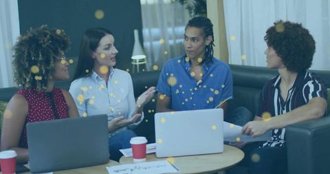 Team Collaboration Meeting in Casual Office Lounge