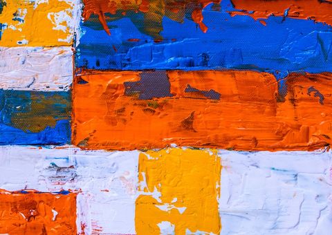 Vibrant abstract oil painting with bold color blocks