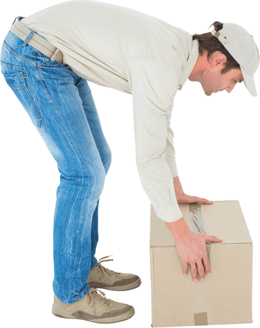 Delivery Man Lifting Cardboard Box with Transparent Background - Download Free Stock Videos Pikwizard.com