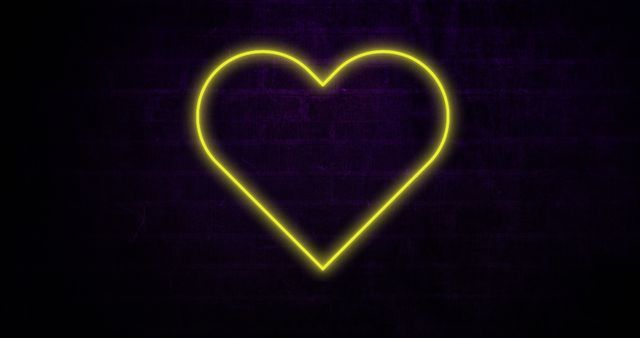 Glowing Yellow Heart Neon Sign on Dark Background - Download Free Stock Images Pikwizard.com