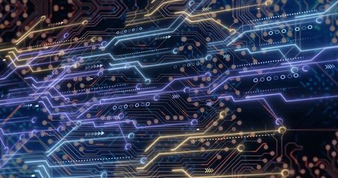 Abstract Digital Circuit with Glowing Lines and Dots - Download Free Stock Images Pikwizard.com