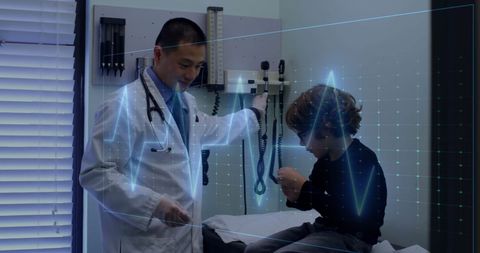 Doctorusing Technology in Medical Examination of Child Patient