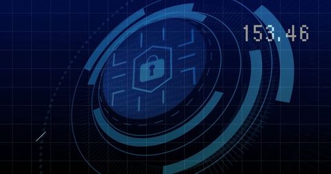 Cybersecurity Digital Interface with Padlock and Scanning Elements - Download Free Stock Images Pikwizard.com