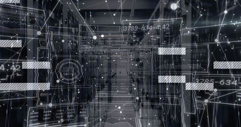 futuristic data processing concept over modern server room - Download Free Stock Images Pikwizard.com
