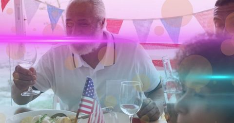 Multi-generational African American Family Celebrating Outdoors