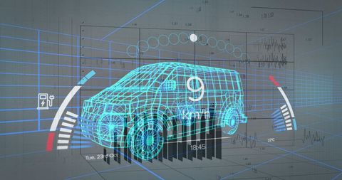 Digital Interface Concept with Stats Overlaid on Virtual Truck