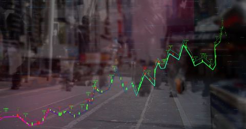 Dynamic Financial Growth Chart Overlay on Urban Landscape