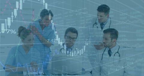 Medical Professionals Analyzing Clinical and Market Data for Insights
