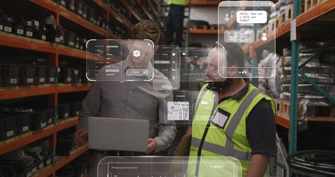 Digital Interface Technology in Warehouse Operations - Download Free Stock Images Pikwizard.com