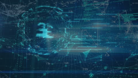 Digital Padlock Icon with Tech Data Overlay