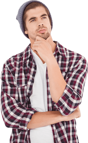 Thoughtful Man with Transparent Background in Casual Hipster Style - Download Free Stock Videos Pikwizard.com