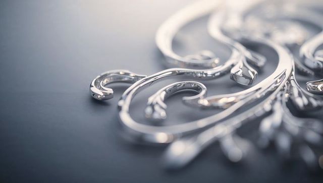 Polished Silver Filigree Close-Up Featuring Curled Scrolls and Soft Reflections