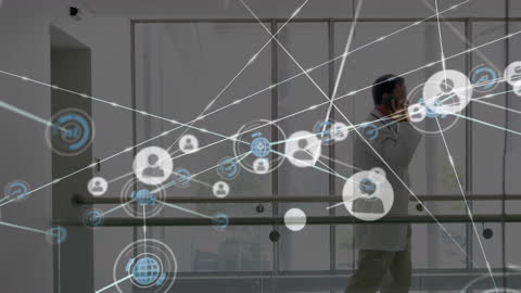 Businessman in Digital Hyperconnectivity Network