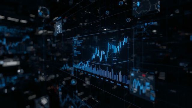 Futuristic Holographic Chart in Technological Data Grid