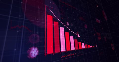 Coronavirus Pandemic Impact with Declining Graph and Virus Cells - Download Free Stock Images Pikwizard.com