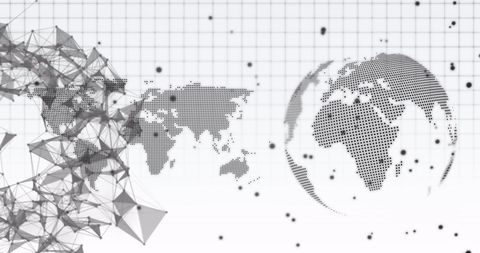 Digital Network with Abstract World Map Visualization - Download Free Stock Images Pikwizard.com