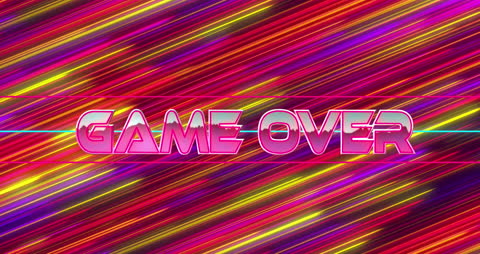 Neon Game Over Text with Vibrant Light Streaks