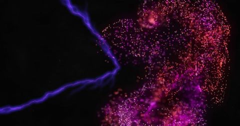 Dynamic Wall of Pink Particles with Electric Blue Lightning - Download Free Stock Images Pikwizard.com