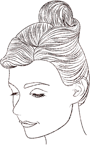 Hand drawn woman's portrait on transparent background