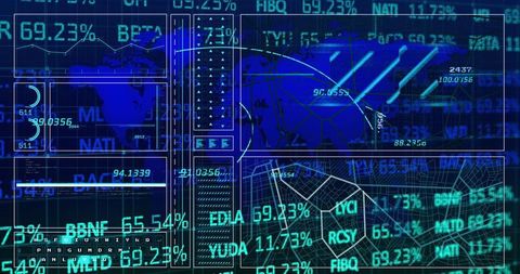 Abstract digital analytics dashboard with data visualization elements