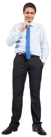 Transparent Businessman Thinking with Blue Tie and Hands in Pockets - Download Free Stock Videos Pikwizard.com