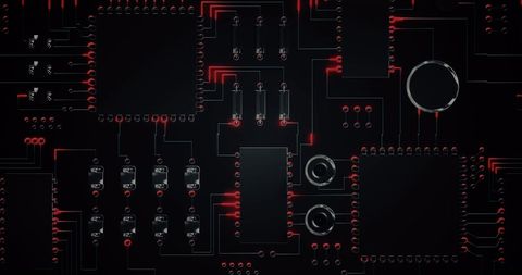 Futuristic Circuit Board with Red Highlights - Download Free Stock Images Pikwizard.com