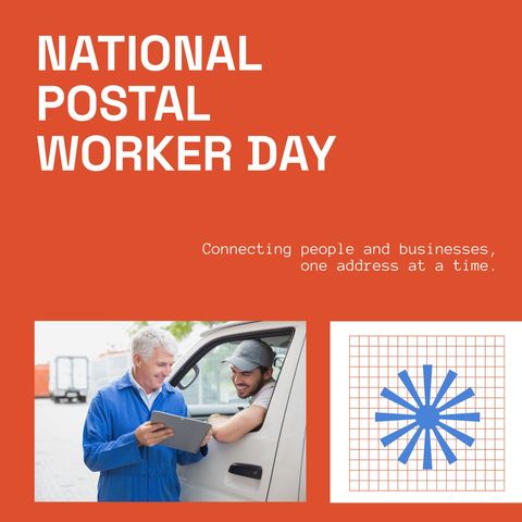 National Postal Worker Day Celebration with Enthusiastic Courier - Download Free Stock Templates Pikwizard.com