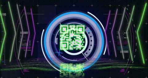 Futuristic QR Code and Data Processing Display - Download Free Stock Images Pikwizard.com