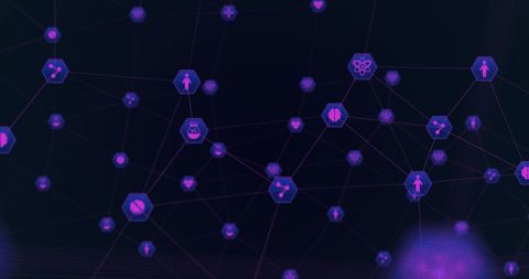 Abstract Network Connections with Technology Icons - Download Free Stock Images Pikwizard.com