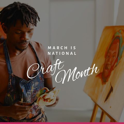 artist celebrating national craft month in studio - Download Free Stock Templates Pikwizard.com
