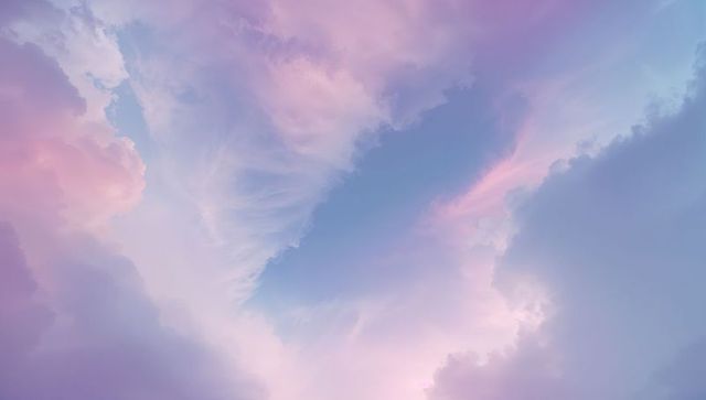 Dreamy Feathered Pastel Clouds with Open Blue Sky