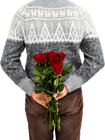 Transparent romantic gesture with hidden red roses