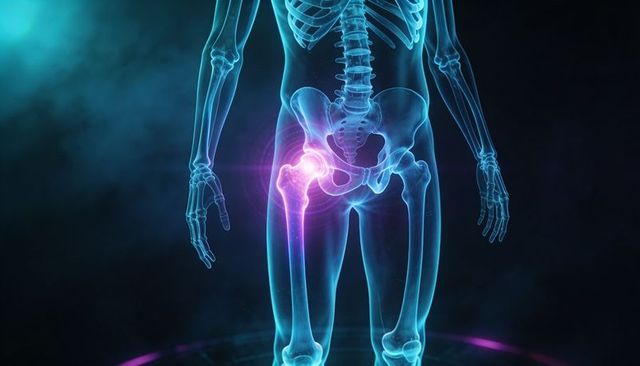 Holographic Transparent Skeleton Focusing on Left Hip Joint Pain and Orthopedic Diagnosis