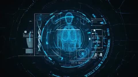 Futuristic HUD Display with Interface Elements and Wireframe