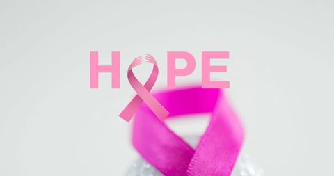 Breast cancer awareness hope symbol with pink ribbon