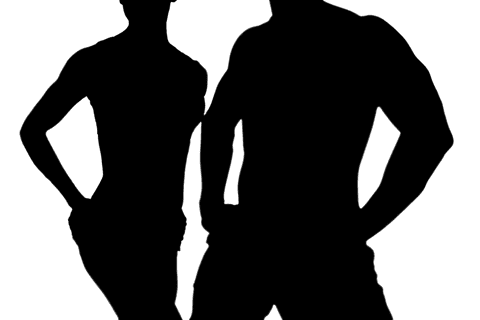 Casual couple posing with relaxed hand gestures on transparent background