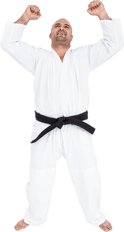 Victory Celebrating Martial Artist Transparent Background