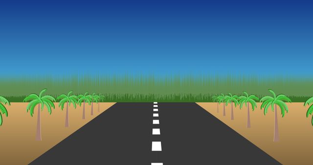 Empty Road with Palm Trees in Tropical Desert - Download Free Stock Images Pikwizard.com