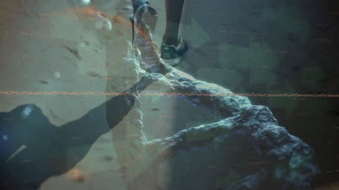 DNA Strand Overlaid on Runner Reflection in Conceptual Sport Animation