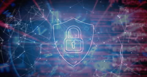Digital Security Concept with Shield and Padlock Animation