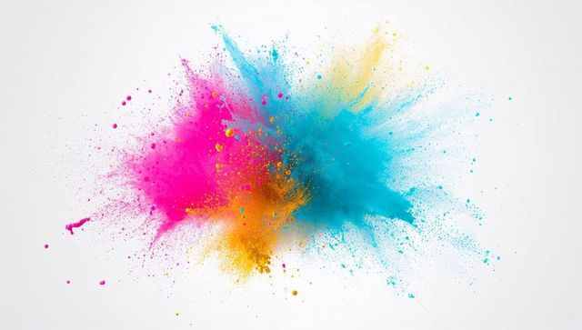 Color splash explosion on white background