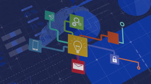 Global Network of Technology Connections with Digital Graphic Elements