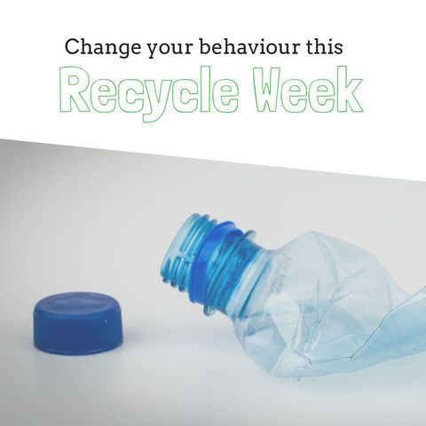 recycling awareness message with crushed plastic bottle and text - Download Free Stock Templates Pikwizard.com