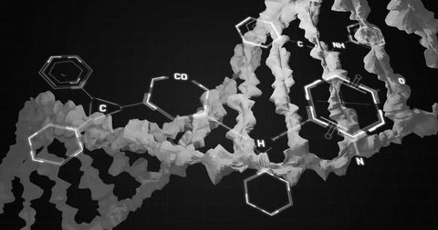 Digital Representation of DNA with Chemical Formula Overlay - Download Free Stock Images Pikwizard.com