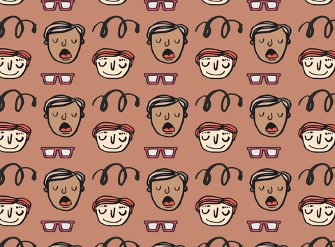 Cartoon Faces and Glasses on Transparent Seamless Pattern - Download Free Stock Videos Pikwizard.com