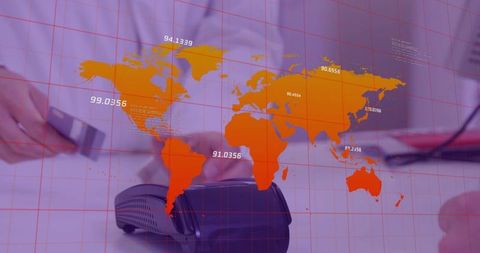 Contactless Card Tap POS Terminal with Global Data Overlay for Retail Payments Fintech