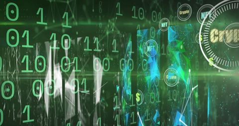Cryptocurrency Symbol and Binary Code with Futuristic Theme - Download Free Stock Images Pikwizard.com